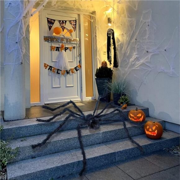 6.5ft Halloween Hairy Spider Outdoor Decor, Scary Giant Spider Fake Large Spider - Picture 7 of 8